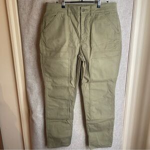 REI Trail-smith Pants Women's 12 Washed Green Stretch Double Knee Canvas Tapered